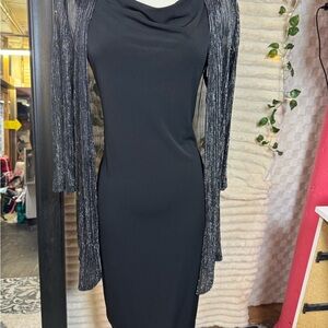 Connected Apparel Black Dress with Silver Accents